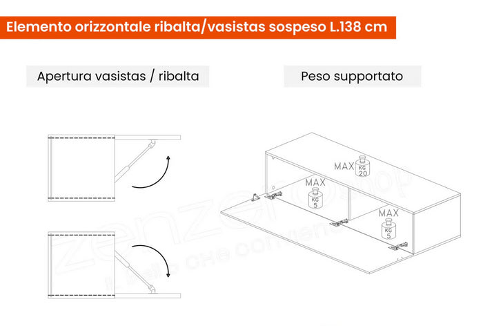 Nuova Parete attrezzata di design, colore Argilla, ZLCINFNCOMPN58PT