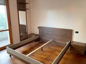 Letto matrimoniale moderno King Size, finitura Noce Scuro Serigrafato, ZLCLETWODN 