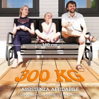 Panchina a Dondolo da Giardino a 3 Posti in Metallo e Tessuto a Rete Traspirante, 147x70x85cm, Nero