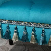 Panca Fondo Letto Imbottita in Gommapiuma, Legno e Poliestere, 117x40x58 cm, Blu