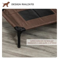Lettino per Cani Rialzato con Seduta Traspirante, in Acciaio e Tessuto, 61x46x18 cm, Nero e Caffè