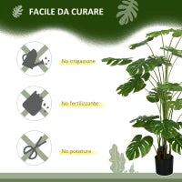 Pianta Artificiale Monstera Alta 180cm per Interno ed Esterno con Vaso Incluso