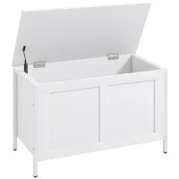 Baule Contenitore da 95 L con Coperchio e Cerniera di Sicurezza 80x40x50 cm Bianco Venato