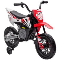 Moto Elettrica per Bambini con Rotelle e Indicatore di Carica, in PP e Metallo, 107x56x70 cm, Rosso
