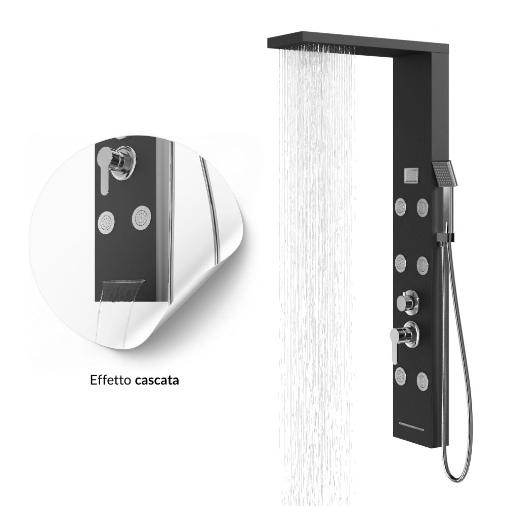 Colonna pannello doccia 4 funzioni york-1 black display controllo temperatura