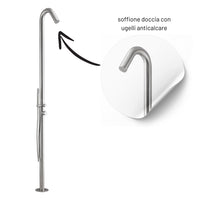 Colonna doccia da esterno leccio a pavimento inox spazzolato acqua calda fredda *** finitura- spazzolato, confezione 1
