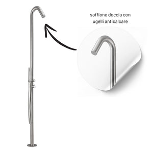 Colonna doccia da esterno leccio a pavimento inox spazzolato acqua calda fredda *** finitura- spazzolato, confezione 1