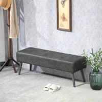 Panca Imbottita con Gambe in Legno 114x38x42 cm Grigio