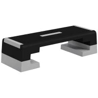 Stepper ad Altezza Regolabile con Gradini Rimovibili e Fondo Antiscivolo, in ABS, 97x36x15/20/25 cm, Grigio