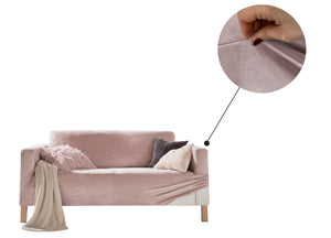 Copridivano Elasticizzato Effetto Velluto Modello Morbidissimo Colore Cipria - 3 Posti - Cipria