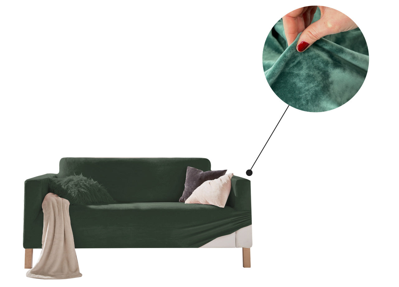 Copridivano Elasticizzato Effetto Velluto Modello Morbidissimo Colore Verde - 4 Posti - Verde