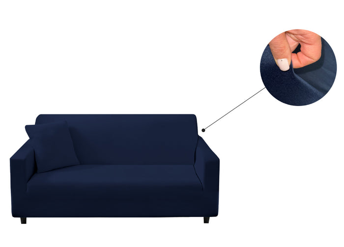 Copridivano Antimacchia Elasticizzato Penisola Componibile Tinta Unita Modello Perfetto - 2 Posti - Blu