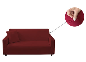 Copridivano Antimacchia Elasticizzato Penisola Componibile Tinta Unita Modello Perfetto - Poltrona - Bordeaux