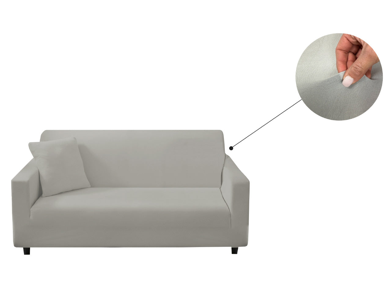 Copridivano Antimacchia Elasticizzato Penisola Componibile Tinta Unita Modello Perfetto - 3 Posti - Grigio Chiaro