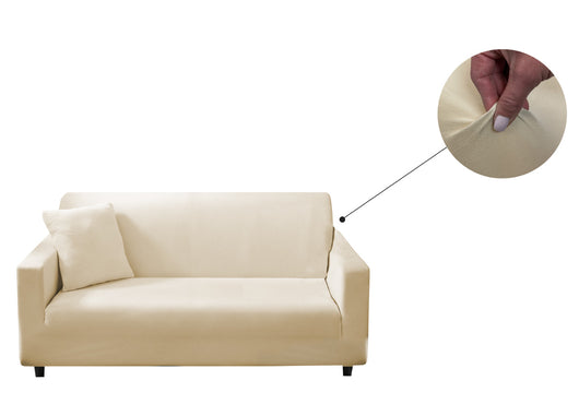 Copridivano Antimacchia Elasticizzato Penisola Componibile Tinta Unita Modello Perfetto - Poltrona - Panna