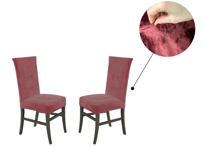 Set 2 Coprisedia Con Schienale Tinta Unita Effetto Velluto Morbidissimo Granata