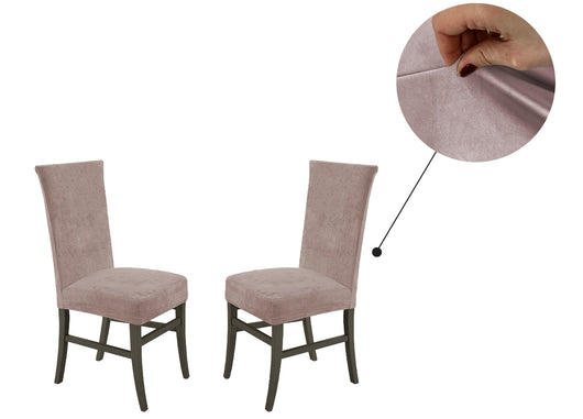 Set 2 Coprisedia Con Schienale Tinta Unita Effetto Velluto Morbidissimo Cipria