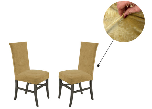 Set 2 Coprisedia Con Schienale Tinta Unita Effetto Velluto Morbidissimo Oro