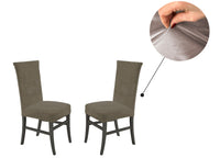 Set 2 Coprisedia Con Schienale Tinta Unita Effetto Velluto Morbidissimo Tortora