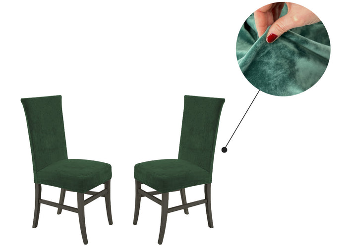 Set 2 Coprisedia Con Schienale Tinta Unita Effetto Velluto Morbidissimo Verde