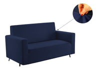 Copridivano-Copripoltrona Antimacchia Elasticizzato Tinta Unita Modello Magic - 2 Posti - Blu