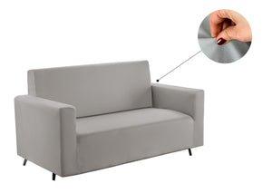 Copridivano-Copripoltrona Antimacchia Elasticizzato Tinta Unita Modello Magic - 3 Posti - Grigio