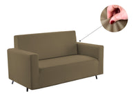 Copridivano-Copripoltrona Antimacchia Elasticizzato Tinta Unita Modello Magic - 2 Posti - Tortora