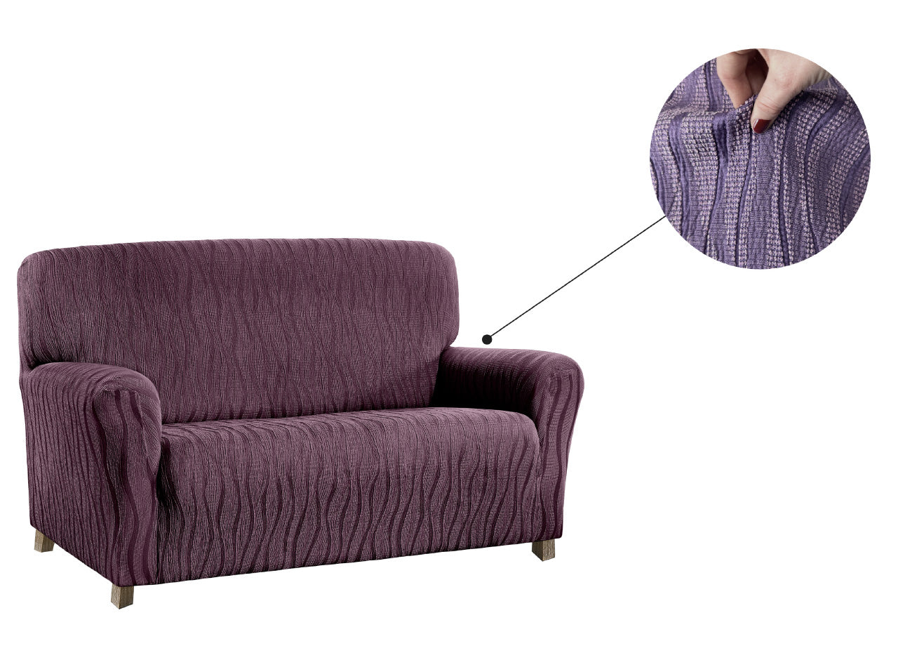 Copridivano Sofà Poltrona Elasticizzato Protezione Macchie Modello Wonderful - 3 Posti - Lilla