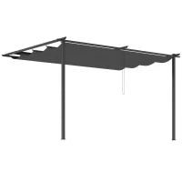 Gazebo Pergola 4x3m in Acciaio e Poliestere con Tettuccio Scorrevole, Grigio