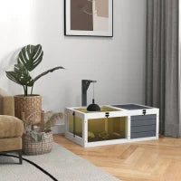Casa Recinzione per Tartarughe o Piccoli Animali, con 2 Spazi, Supporto per Lampada, 81 x 48 x 31,5 cm, Grigio