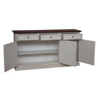 Credenza classica in legno colore bianco anticato e noce 156x42x85