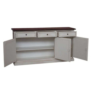 Credenza classica in legno colore bianco anticato e noce 156x42x85