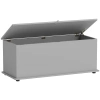 Baule Contenitore, Panca Contenitore con Coperchio Ribaltabile e Cerniere di Sicurezza, 100 x 40 x 40 cm, Grigio