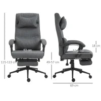 Sedia da Ufficio Ergonomica ad Altezza Regolabile con Braccioli e Poggiapiedi, 66x70x115-123 cm, Grigia