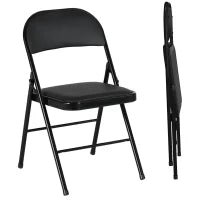 Set di 2 Sedie Pieghevoli Portabili con Telaio in Acciaio, Rivestimento Sintentico, 45L x 46P x 78H cm, Nero