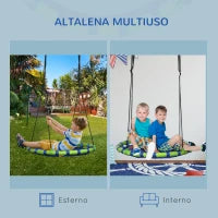 Altalena per Bambini da 3-8 Anni da Giardino Ø100cm e Corde Regolabili, Blu