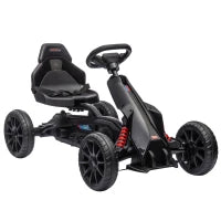 Outsunny Go-Kart a Pedali per Bambini con Sedile Regolabile in 4 Posizioni e Ruote in EVA, 100 x 58 x 58,5 cm, Nero