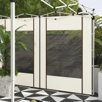 Set da 2 Pannelli Laterali per Gazebo con Porte e Finestre con Zip, per Gazebo Pop-up da 3x3m o 3x6m, Bianco