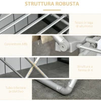 Stendino Elettrico Riscaldato con Ali Pieghevole Salvaspazio in Lega di Alluminio, 144x53x91cm, Argento