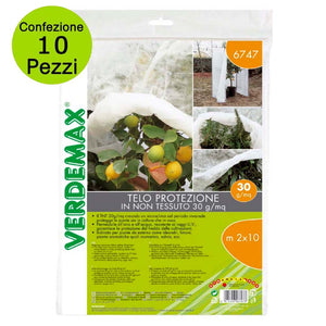 Multipack 10 pz telo di protezione tnt per piante 2x10 metri (30 gr/mq colore bianco)