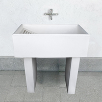 Pilozza lavatoio ostuni bianco 84 x 50 x h.28 cm con piedi 10 x 40 x h 60 cm