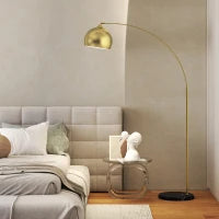 Lampada da Terra in stile vintage con sostegno ad arco regolabile, base in marmo, 40W E27 dim. 100-115L x 30l x 170-180H cm, Oro