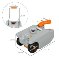 Serbatoio per Acqua da Campeggio 22L con Ruote e Maniglia e Beccuccio Girevole, Grigio