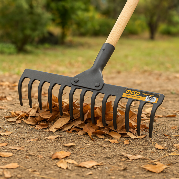 Rastrello acciaio 14 denti senza manico pulizia giardinaggio ingco