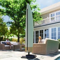 Copertura per Ombrellone 3x3 m Impermeabile, Custodia Copri Ombrellone a Sbalzo con Cerniera e Laccio, Beige