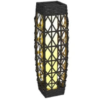 Lampada Solare da Giardino con Illuminazione LED, in Acciaio e Rattan PE, 20x20x68 cm, Grigio