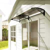 Pensilina da Esterno per Finestre e Porte, in Policarbonato e Alluminio, 200x96x27cm, Marrone