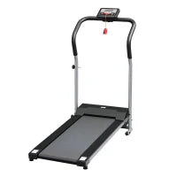 Tapis Roulant Elettrico Pieghevole, Tapis Roulant Elettrico Portatile 1.25HP con Schermo LCD, Velocità 1-10 km/h, Ruote, Allenamento per Casa, Ufficio, Palestra, Nero e Grigio