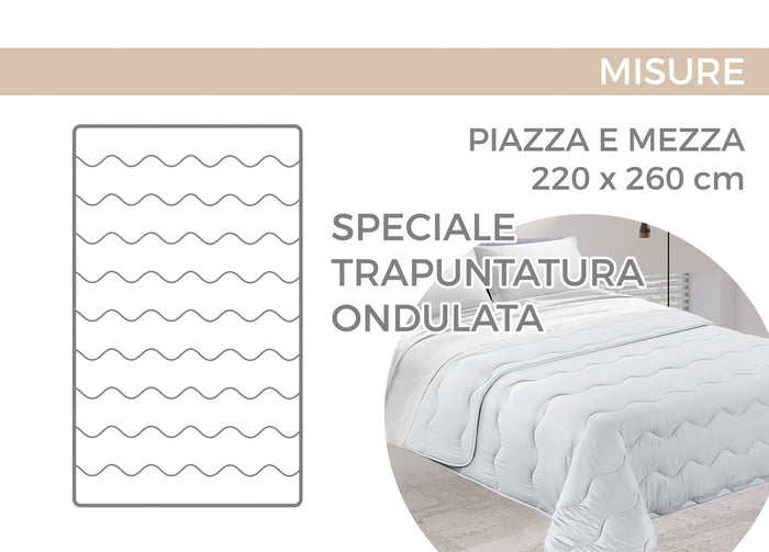 Trapunta Piumone Letto Invernale Imbottita 300gr Microfibra Double Face Bicolor - 2 Piazze - Petrolio-Oceano