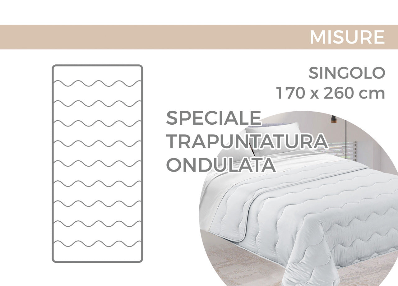 Trapunta Piumone Letto Invernale Imbottita 300gr Microfibra Diadema Borbon - 1 Piazza - Beige